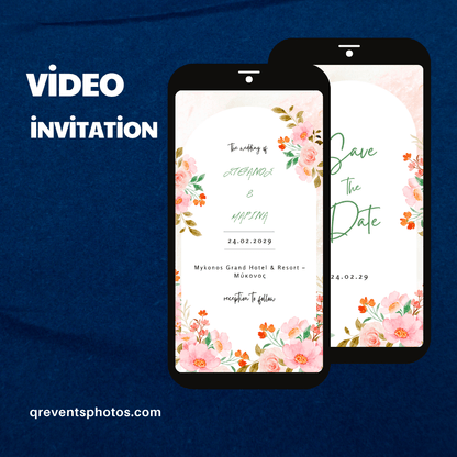 Romantic Floral Wedding Video Invitation