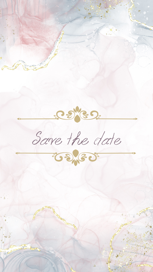 Ηλεκτρονικό Προσκλητήριο Γάμου Βίντεο - Elegant Marble & Gold Wedding Invitation