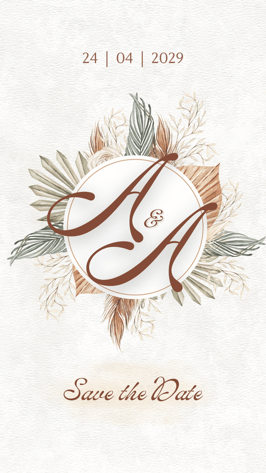 Ηλεκτρονικό Προσκλητήριο Γάμου Βίντεο - Boho Save the Date Wedding Invitation